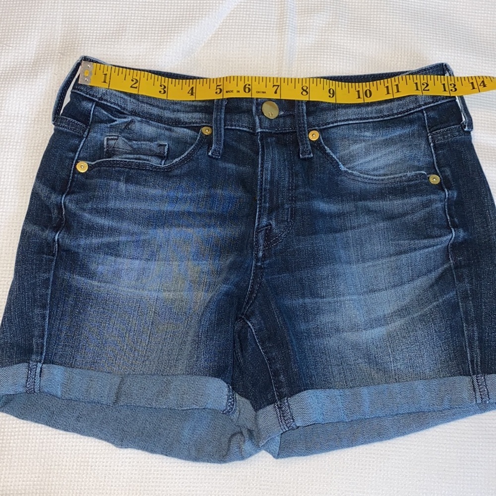 Mossimo High Rise Midi Jeans Shorts Size 0 25 Waist Dark Wash - Picture 7 of 11